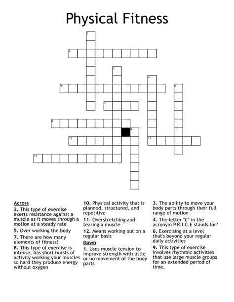 fitness crossword clue|FITNESS Crossword Clue